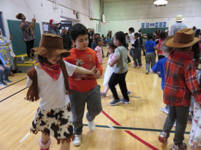 photo of students dancing